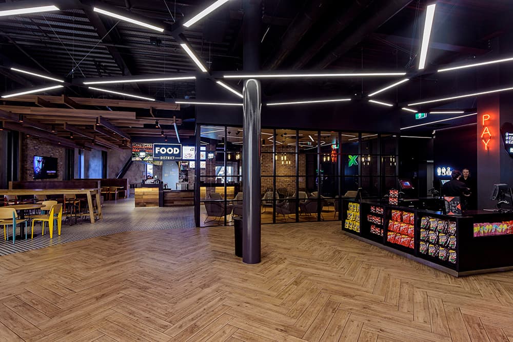 Floor and wall tiling at the Hoyts EntX Christchurch entertainment complex by JSR Tiling